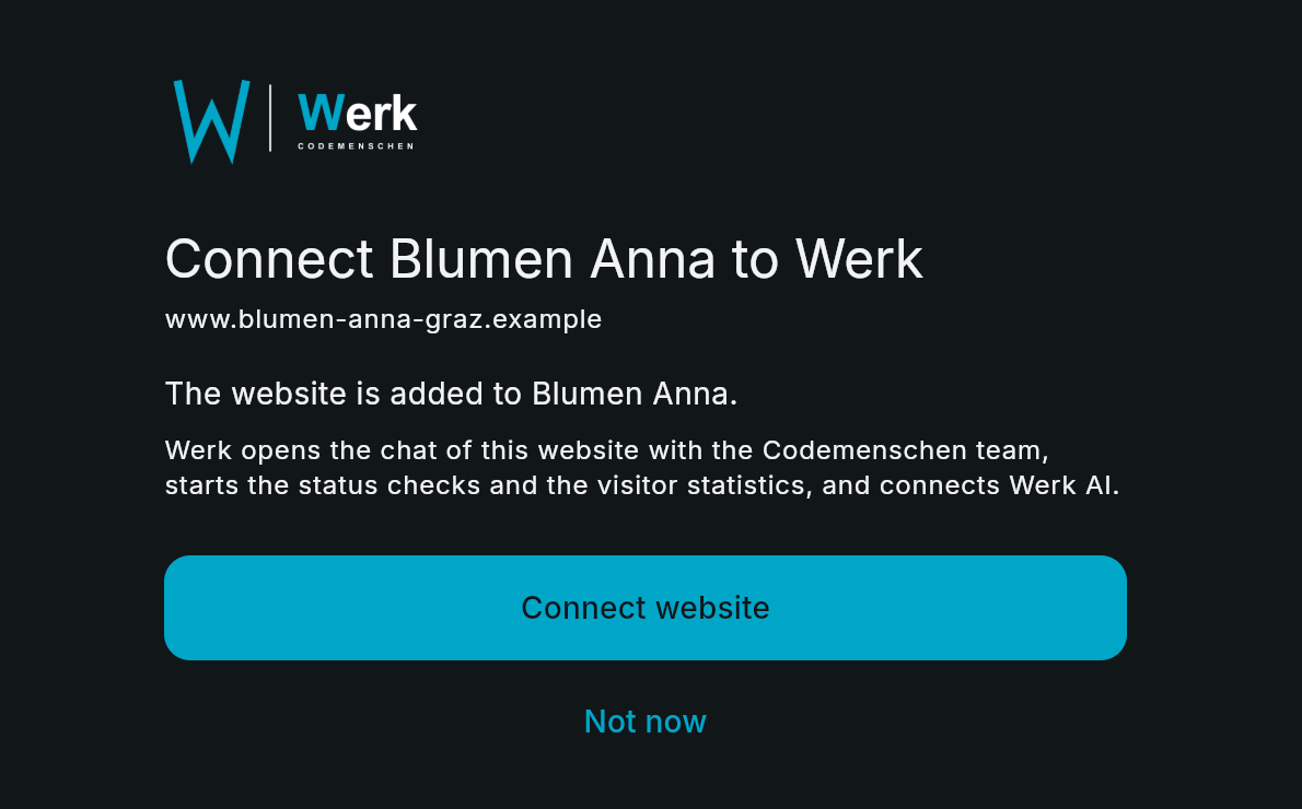 The confirm page in Chat Werk